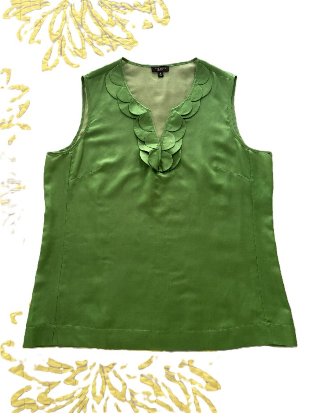 Talbots Kelly green sleeveless blouse, size 10